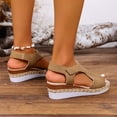 thumbnail image 3 of Espadrilles for Women Peep Toe Wedge Sandals Lightweight Cutout Soft Leather Slingback Wedges Heels Brown Size 7.5, 3 of 7