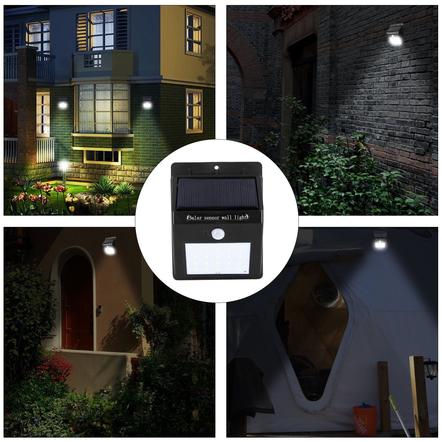 Tagital Solar LED Motion Sensor Flood & Security Lights, 20 LEDs, Waterproof, 4-Pack