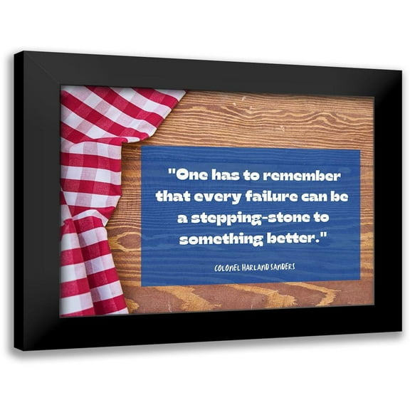ArtsyQuotes 14x12 Black Modern Framed Museum Art Print Titled - Colonel Harland Sanders Quote: Every Failure