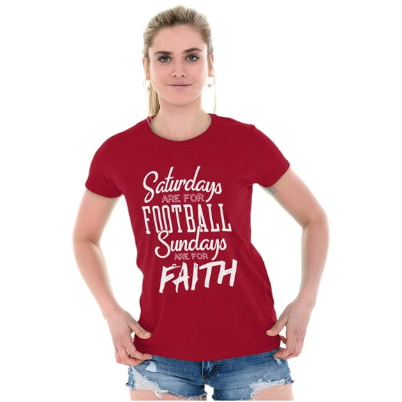 Fall Weekends for Football Faith Womens Fitted Plus Size Graphic Tee Brisco Brands 2X