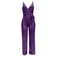 thumbnail image 5 of GaThRRgYP Loose Fit Jumpsuits for Women,Womens PantsUnder $10,Women's Solid Color High-Waisted Sleeveless Off-The-Shoulder Sequin Slim Long Sequin Romper Purple XXL, 5 of 6