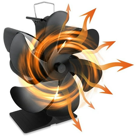 

6 Blade Fireplace Fans Heat-Powered Stove Fan No Battery Cut Costs Home Efficient Heat Distribution Fan