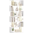 thumbnail image 2 of Bookshelf  Geometric Bookcase S Shaped Book Shelves Unit for Living Room  Tier Tall Decorative Display Shelf for Bedroom  Study Room  Rustic, 2 of 6
