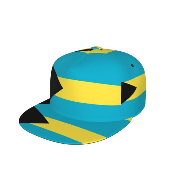 Bahamas Flag Pattern Flat Brim Trucker Cap Adjustable Snapback Hat For Men Women