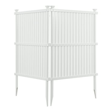 Privacy Screen Panels Kit Air Conditioner Trash Can Enclosure Vinyl white color