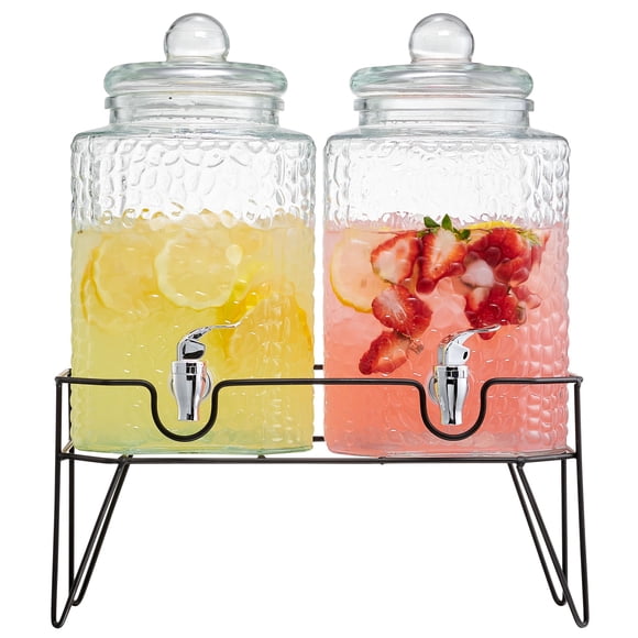 Set de 2 vasos tipo dispensador de bebidas con soporte de 5.7 litros