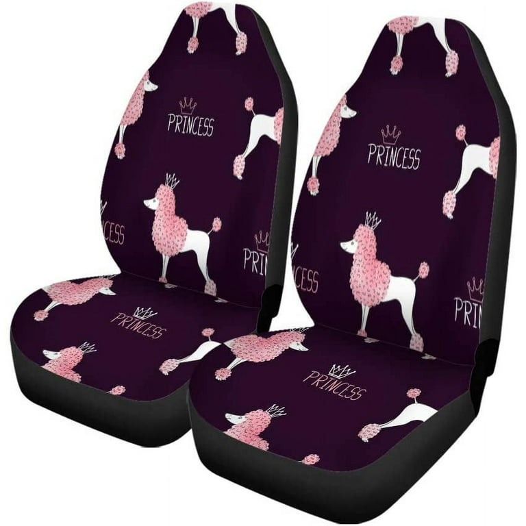 KXMDXA Set of 2 Car Seat Covers Little Princess Poodle Pattern in