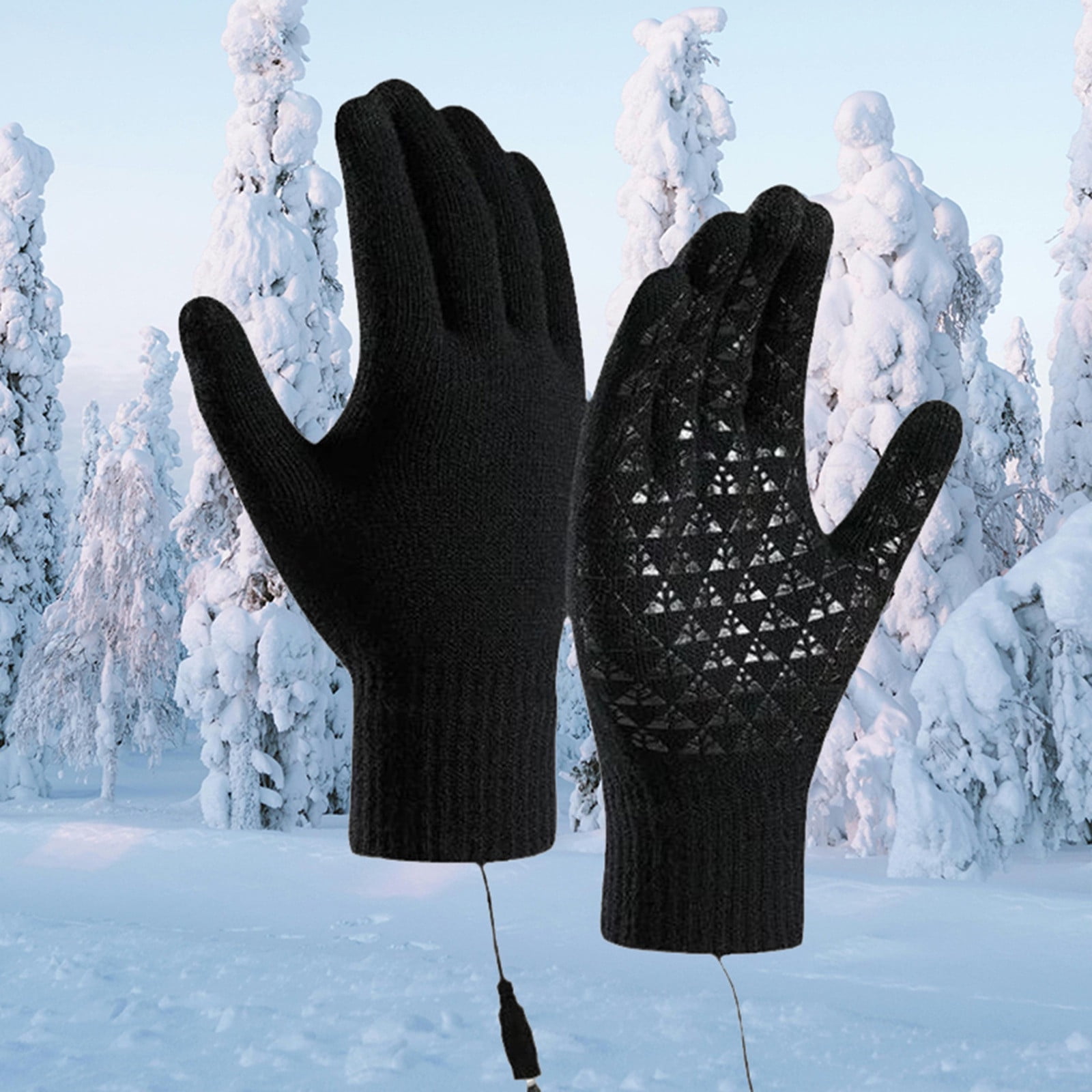 Heated Touchscreen Winter Gloves USB Rechargeable for Cold Weather,Thermal Warm Gloves for Men Women with Upgraded Heating,for Outdoor Skiing&Winter Activities,Soft Knit Lining Gloves