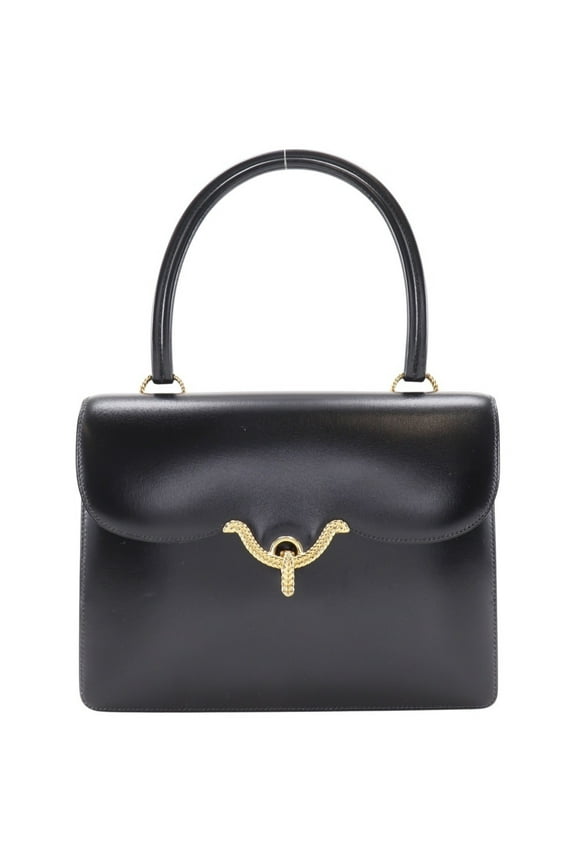 Pre-Owned Hermes HERMES Vasco Handbag Box Calf 1983 Black M Flap Women's (Fair)