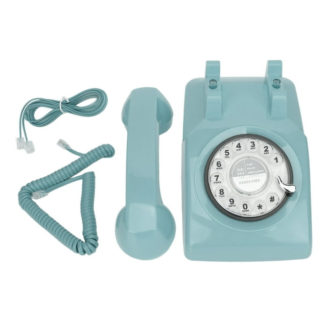 Teléfono fijo rotatorio retro antiguo, teléfono vintage con timbre mecánico y función de altavoz.