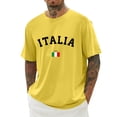 thumbnail image 3 of Mens T Shirts Italian Flag Letter Print Short Sleeve Crewneck Tee Shirts Summer Casual Lightweight Top Yellow L, 3 of 5