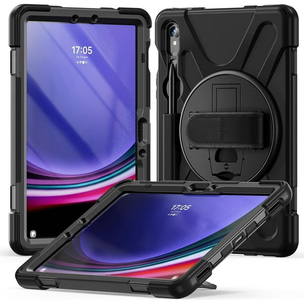 Funda protectora para Samsung Galaxy Tab S10 Lite / S10 FE / S9 FE 5G / S9 Tablet de 10,9''/11'', a prueba de golpes, con portalápices, correa de mano giratoria de 360° y correa para el hombro.