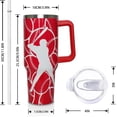 thumbnail image 2 of 40 Oz Tumbler with Handle and Straw Lid, Baseball Fans Gifts Insulated Cup for Him Her, Double Stainless Steel Leak Proof Coffee Travel Mug, Red Water Bottle Gift for Men Women, 2 of 6