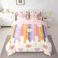 thumbnail image 2 of Feelyou Colorful Stripes Lines Bedding Comforter Set 7pcs, Cartoon Stars Love Heart King Bedding Sets, Kids Teens Boys Girls Reversible Bed Sheets, Lightweight Room Decor, 2 of 7