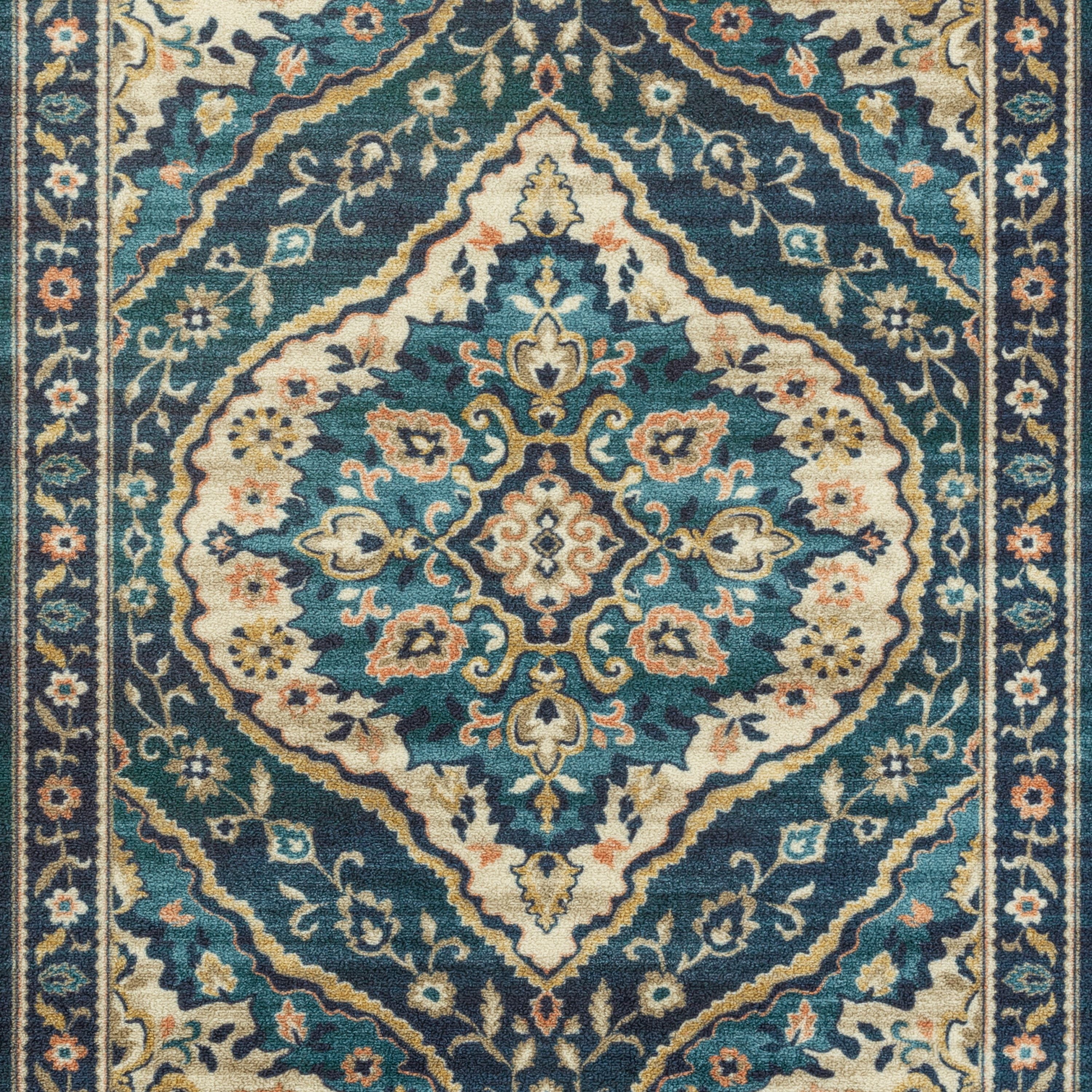 (4 pack) Mainstays Traditional Persian Teal Medallion Indoor Hallway Runner Rug, 1'8"x5'
