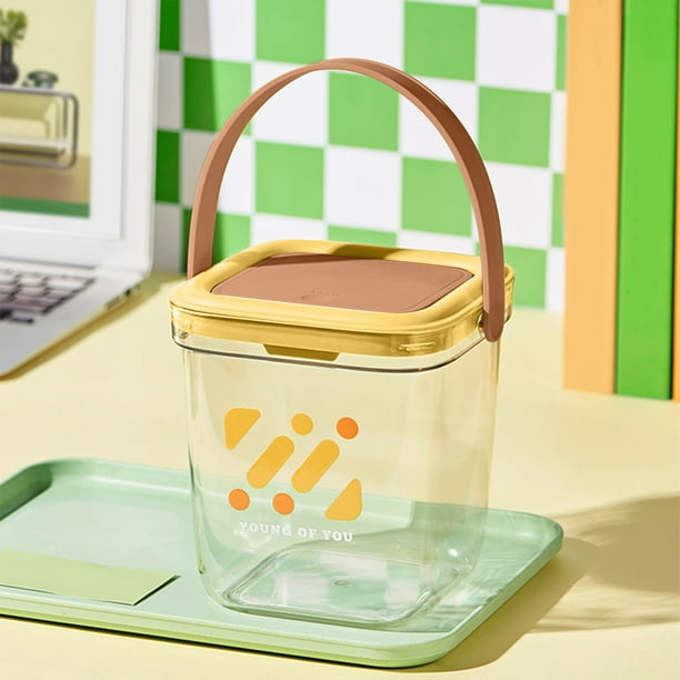 Keep Your Space Tidy And Fashionable With Our Modern Transparent Desktop Storage Can - Featuring Convenient Push-to-Open Lid And Ample Capacity