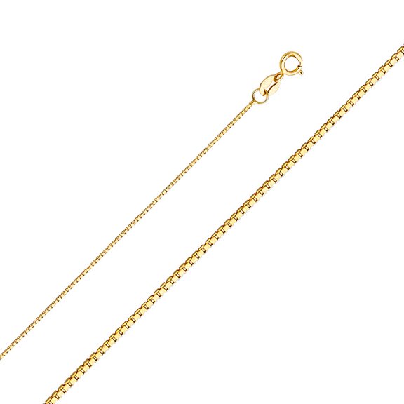 14k Solid Yellow Italian Gold Box Chain High Polish Necklace Cadena 0.6mm