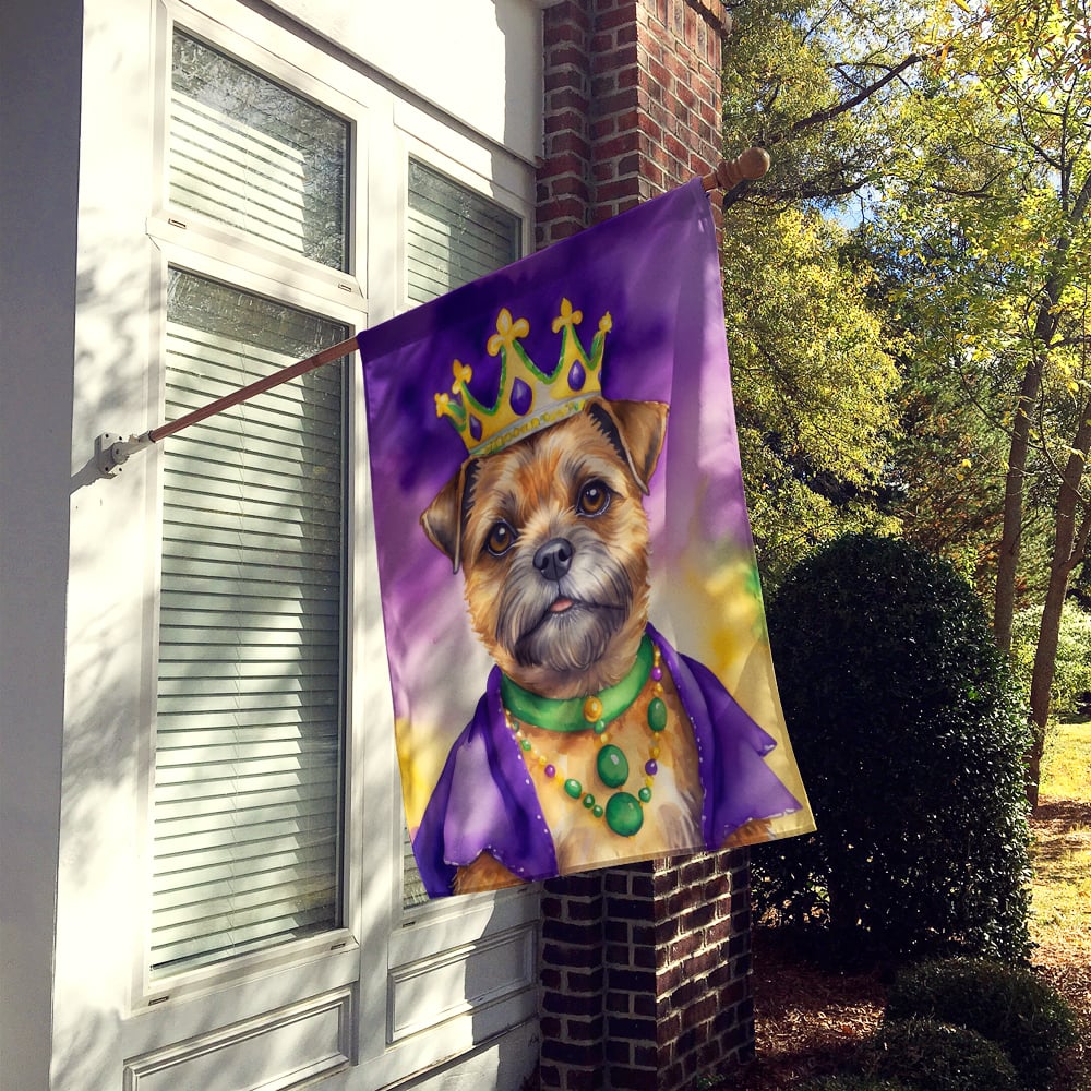Border Terrier King of Mardi Gras House Flag 28 in x 40 in