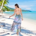 thumbnail image 7 of FORMRS Womens Long Sarong Beach Wrap Semi-Sheer Bikini Skirt Bathing Swimsuit Cover Up, Blue Floral Window, 7 of 7