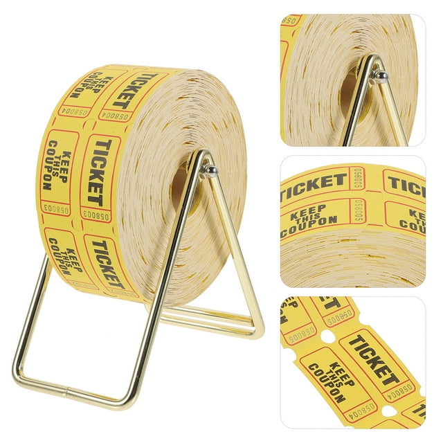 OULII Yellow Paper Raffle Tickets and Metal Dispenser Kit for Carnival and Fundraiser Events