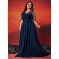 thumbnail image 5 of AURA Plus Size Deep V Neck Evening Dress Women A Line Elegant Party Long Dress, 5 of 7