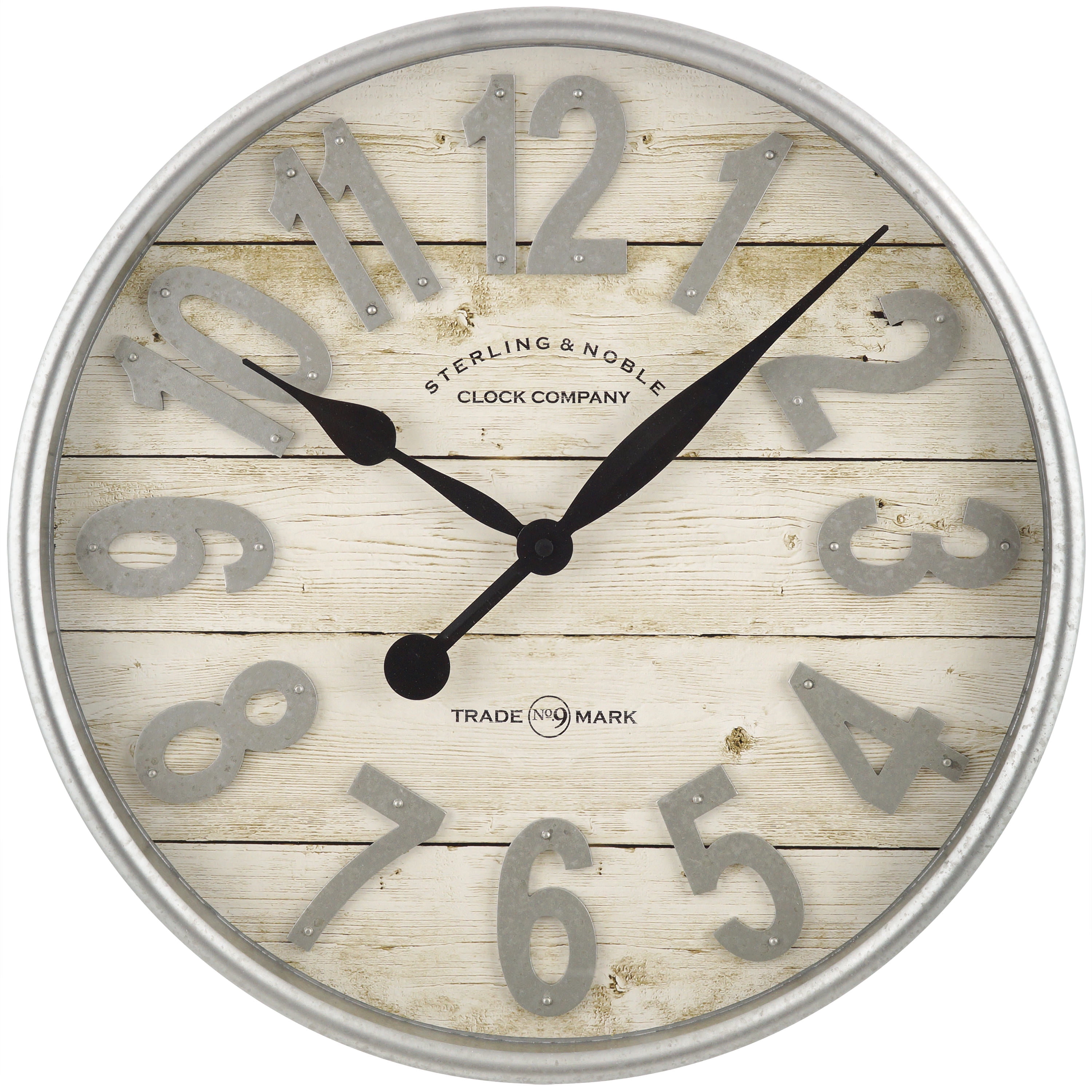 Large Farmhouse Wall Clock 24" Big Rustic Decorative Wooden Wall Clocks for Li 
