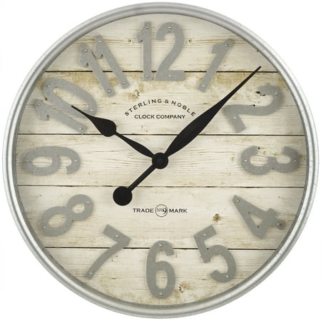 Better Homes & Gardens Farmhouse Plank with Galvanized Finish Wall (Best Wall Clock For Home)