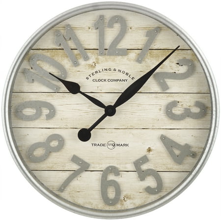 Better Homes & Gardens Farmhouse Plank with Galvanized Finish Wall Clock, 1 (Best Wall Clock Showroom In Chennai)