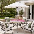 thumbnail image 2 of Round Outdoor Tablecloth with Umbrella Hole and Zipper, Pink Beach Coastal Tablecloth with Elastic Waterproof, Summer Nautical Seaside Ocean Ombre Patio Table Covers for 36" - 44" Picnic Pool Tables, 2 of 9