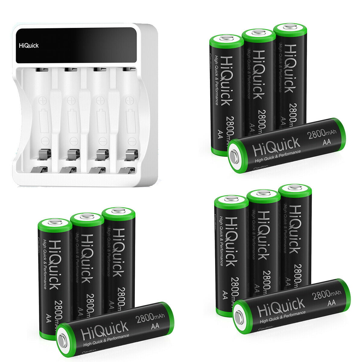 accessoires Behoefte aan gebroken HiQuick Rechargeable AA Batteries (12-Pack) + Battery Charger with LCD  Independent Slots Fast Charging Charger - Walmart.com