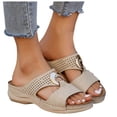 thumbnail image 2 of BYHONG Women's Summer Flat Sandals - Thick Sole Solid Color Fashion Sandals for Women, Comfortable Large Size Casual Footwear White 8.5, 2 of 8