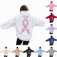 thumbnail image 2 of Towmus Women's Letter Graphic Print Pink Ribbon Montage Cancer Word Cloud Hoodie Sweatshirts, 2 of 8