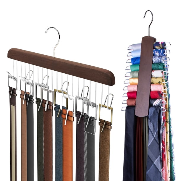 Conjunto Organizador de Colgadores para Corbatas y Cinturones de Madera Umo Lorenzo