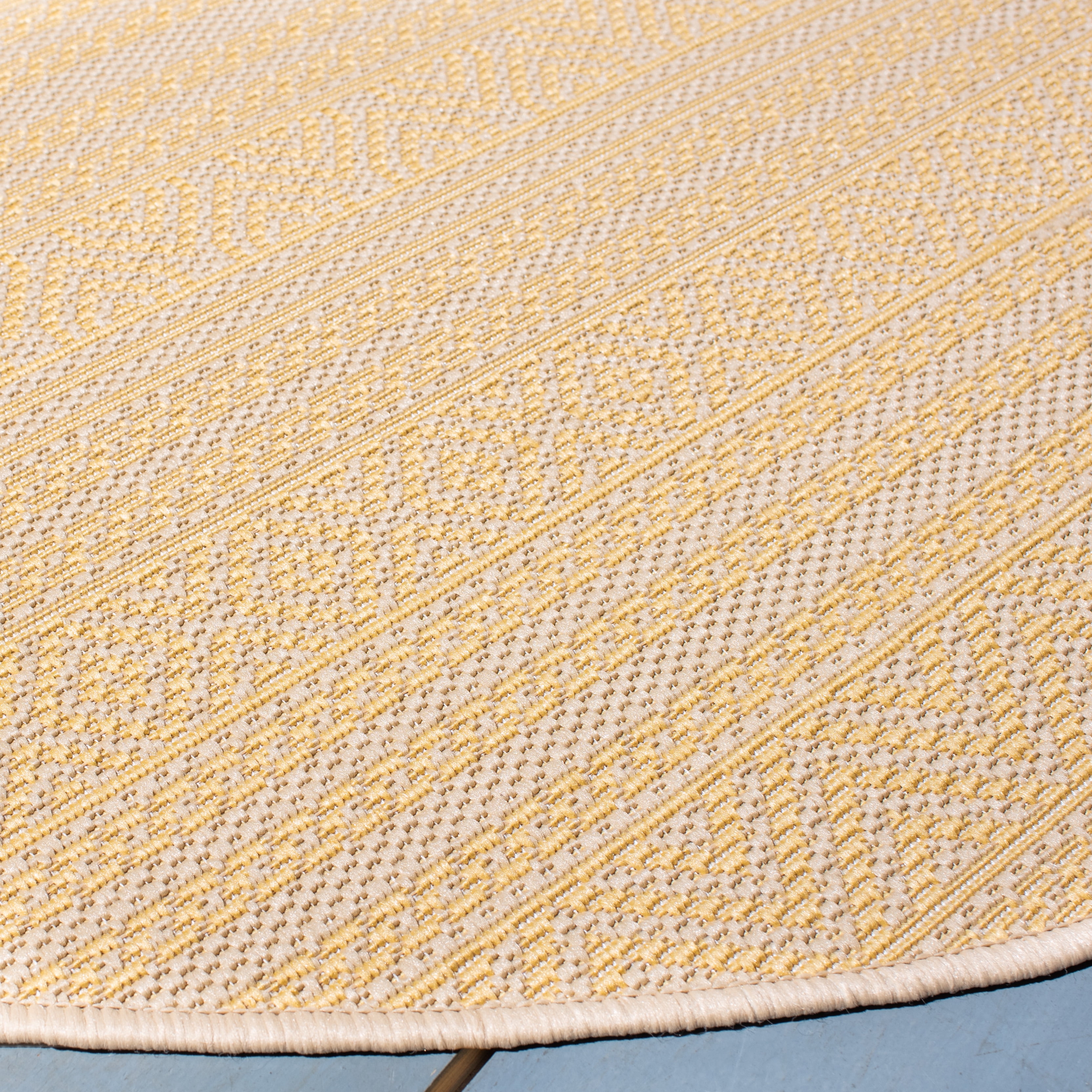 Safavieh Courtyard Seanna Striped Indoor/Outdoor Area Rug, Beige/Gold, 6'7" x 6'7" Round
