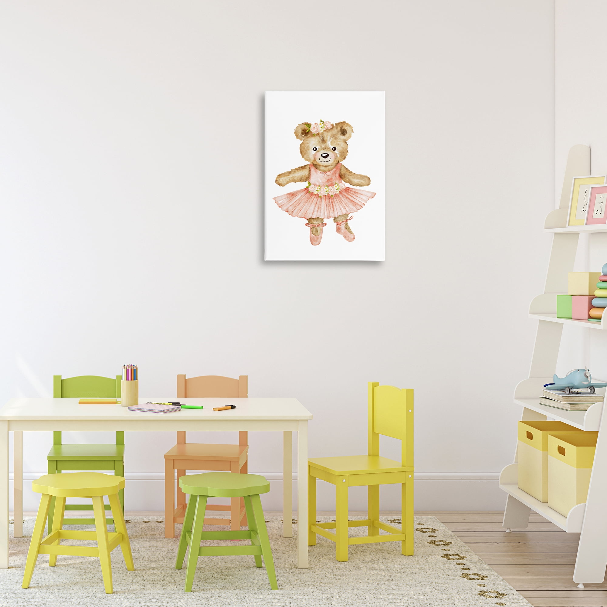 Floral Ballerina Teddy Bear Canvas Wall Art, design by Amy Hall