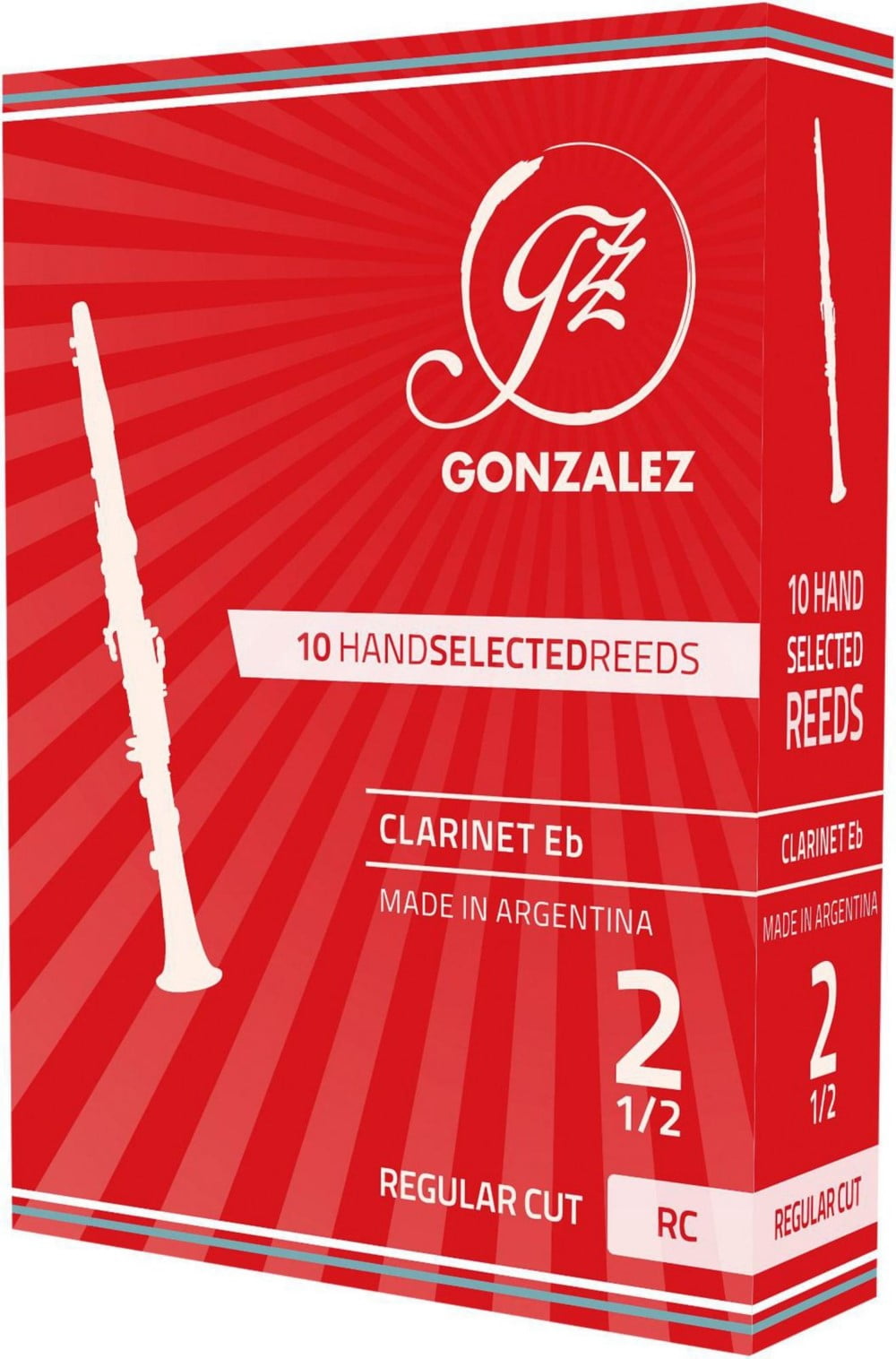 Gonzalez Regular Cut Eb Clarinet Reeds Box of 10 Strength 3
