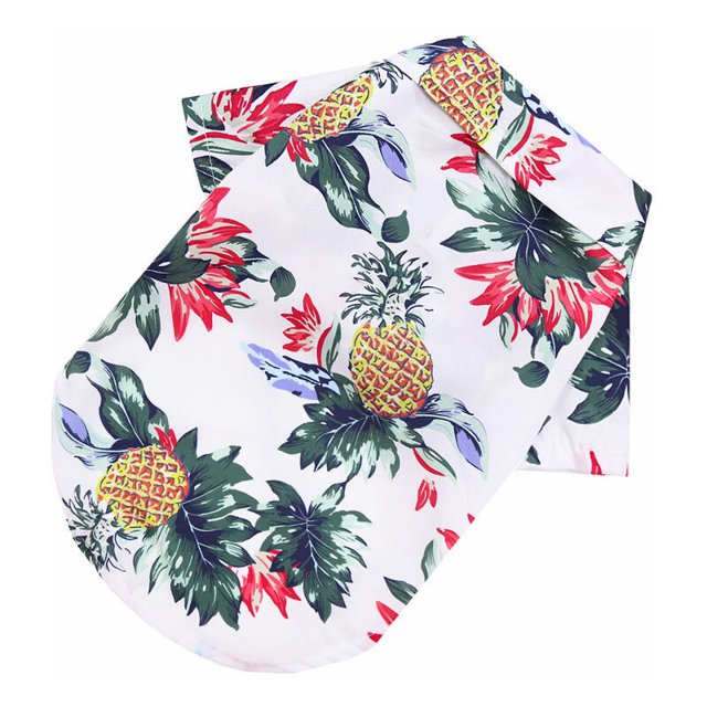 Camiseta para perros, diseño de playa, estampado de cocotero hawaiano, ropa de verano para mascotas, 1 pieza (5XL, piña blanca)