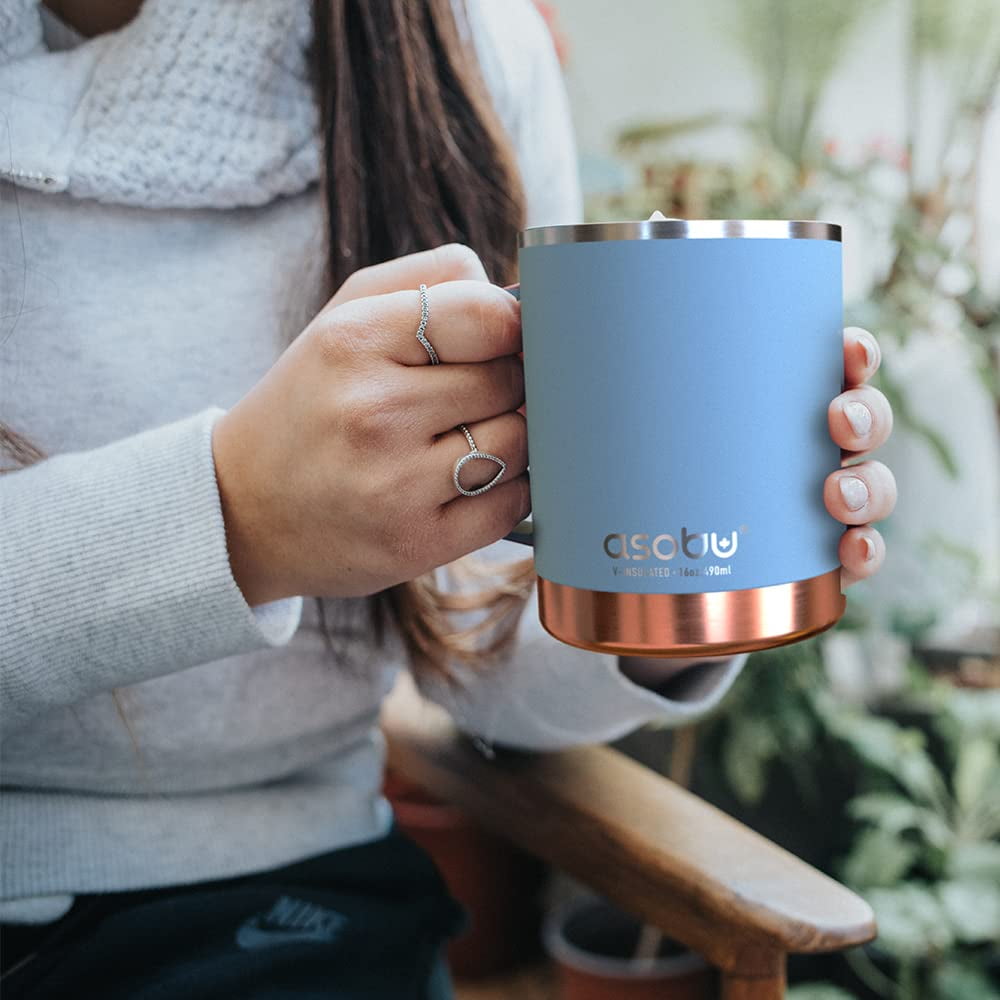 Asobu Ultimate Stainless Steel Ceramic Inner Coating Insulated Mug 12 oz, Blue