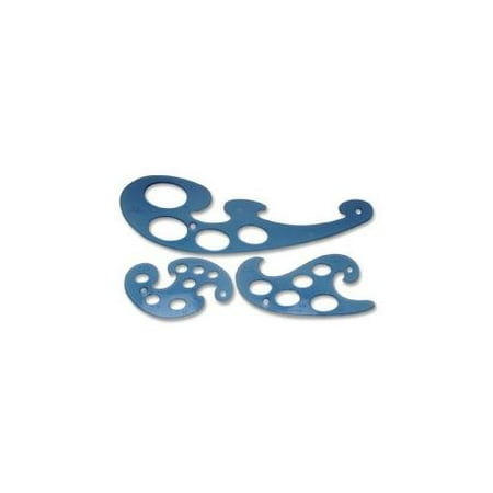 HELIX USA Templates, French Curves, 3 Piece Set, Blue