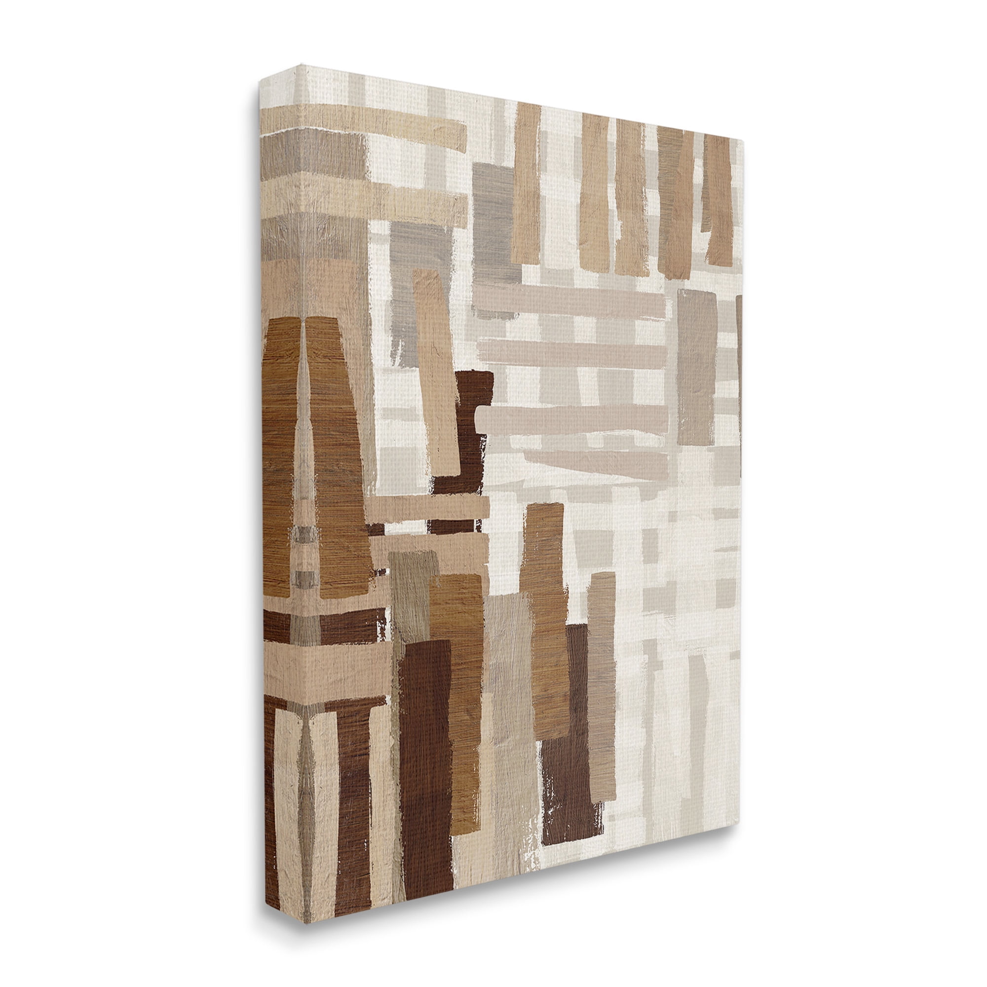 Stupell Industries Brown Crosshatched Pattern Abstract Painting Gallery Wrapped Canvas Art Print Wall Art, 16 x 20