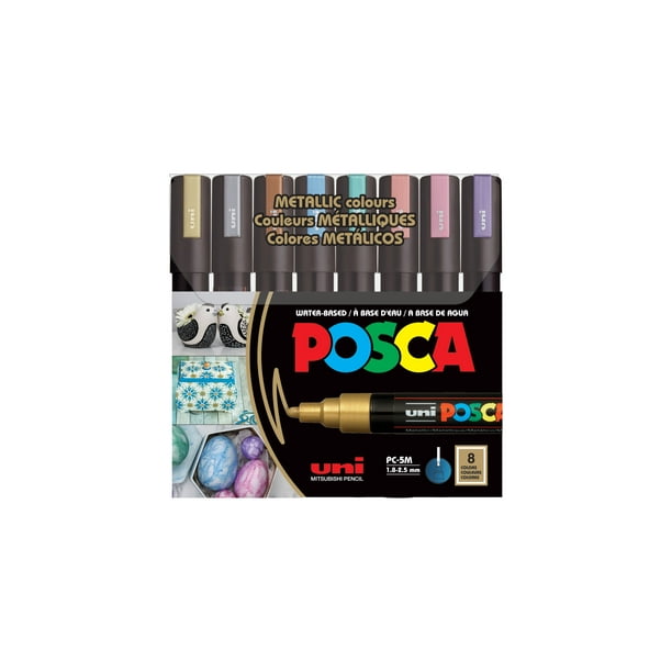 POSCA Paint Marker Set, 8Color PC5M Medium Metallic Color Set