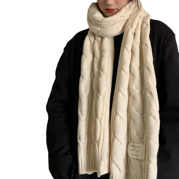 AWZXDE Unisex Ordinary Solid Color Winter Knitted Snood Thick Warm Knit Scarf for Women and Men for Outdoor Cold Weather Activities and Daily Wear White,One Size