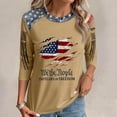 thumbnail image 3 of longantii 3/4 Sleeve T Shirts for Women 250th Anniversary Usa Crewneck Tees Comfy Stars and Stripes Tops Independence Day Blouses Brown M, 3 of 4