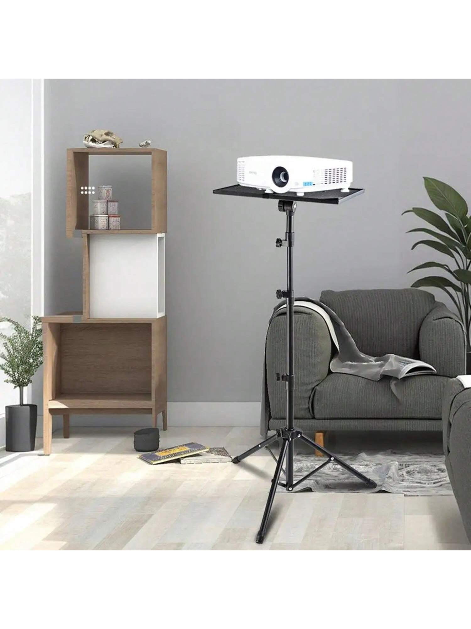 Projector Stand Tripod Laptop Stand With Adjustable Height 26 To 63 Inch Mobile Laptop Cart On Wheels With Phone Holder Floor Stand For Couch For Outdoor Movies