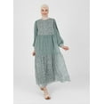 thumbnail image 3 of Green - Floral - Crew neck - Fully Lined - Modest Dress - Refka, 3 of 4