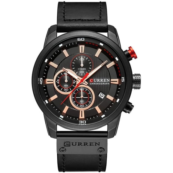 Men Chronograph Sport Watches Brown Leather Strap Quartz Watch Business Casual Wrist Watch for Men