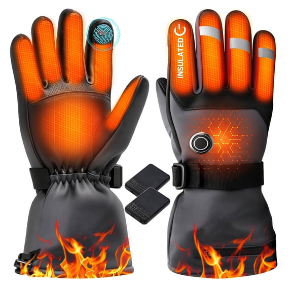 B-Qtech Heated Gloves for Adult, 3 Heat Levels, 3000mAh Battery, Waterproof for Motorcycle/Skiing/Hunting/Camping, Black