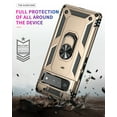 thumbnail image 4 of For Google Pixel 6 Pro Case, Ring Holder Kickstand Full Body Shockproof Magnetic Car Mount Hybrid Rugged Protective Phone Cover, Gold, 4 of 8