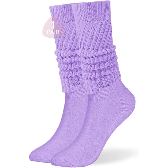 Women's Fall Winter Knit Slouch Socks, Soft Extra Long Scrunch Knee High Sock Slouchy Boot Socks