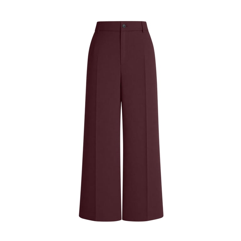 high waisted red dress pants Tawop Pants for Women High Waist Business Casual Straight Leg Red Dress  Slacks with Pockets Elegant Zipper Fly Waistband Button Dress Pants